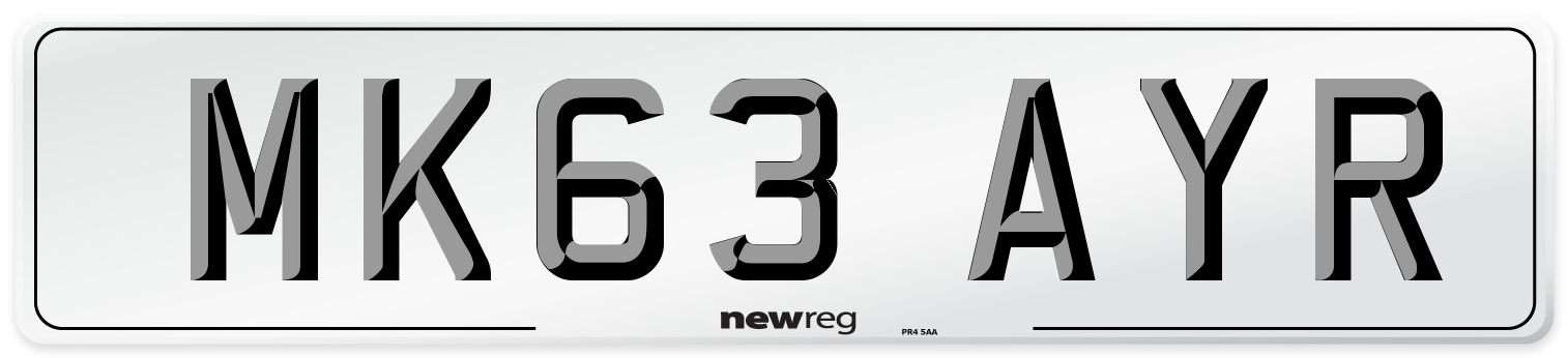 MK63 AYR Number Plate from New Reg